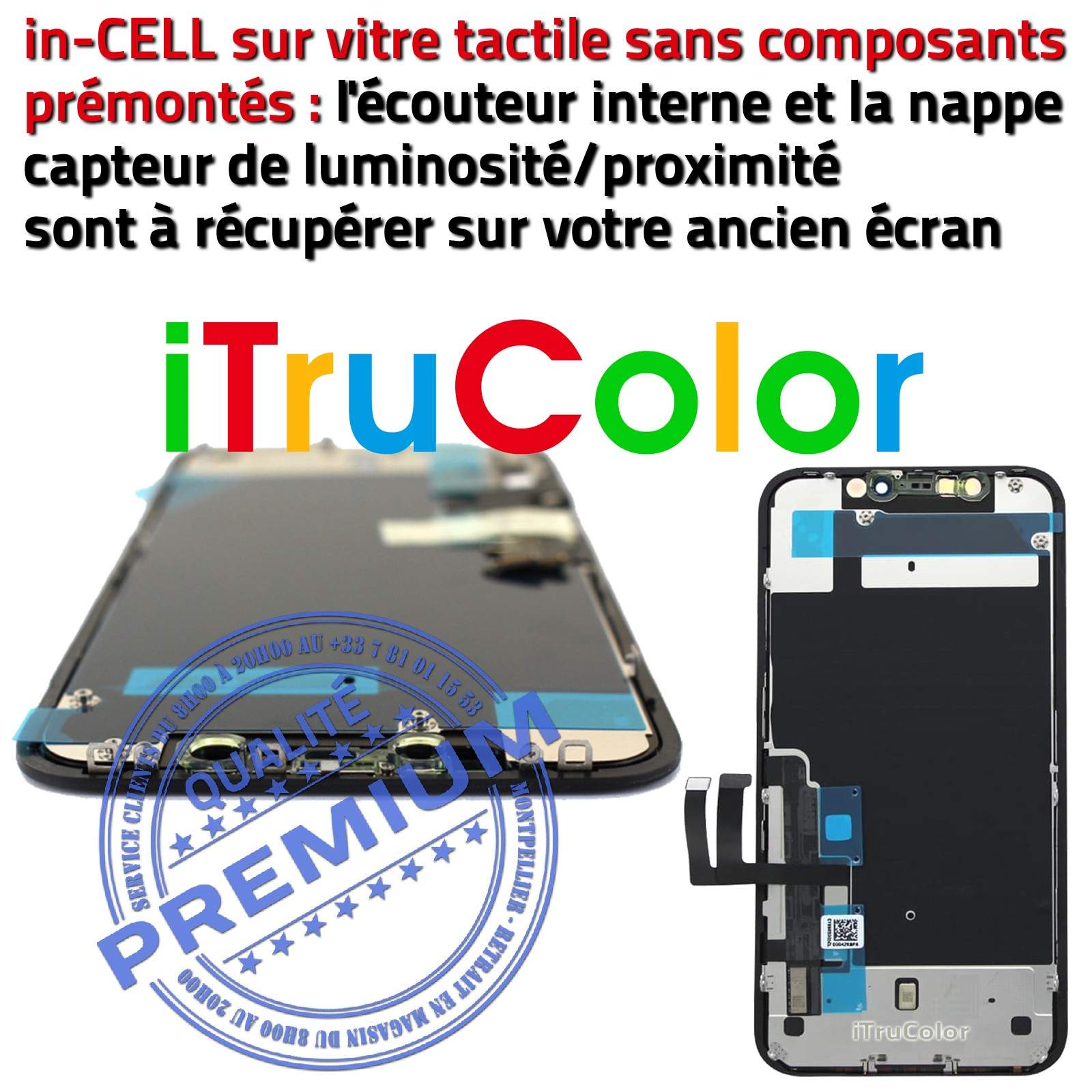 LCD iPhone 11 A2221 Écran Complet inCELL Apple PREMIUM Super Retina 6,1in  Vitre SmartPhone Affichage True Tone Cristaux Liquides
