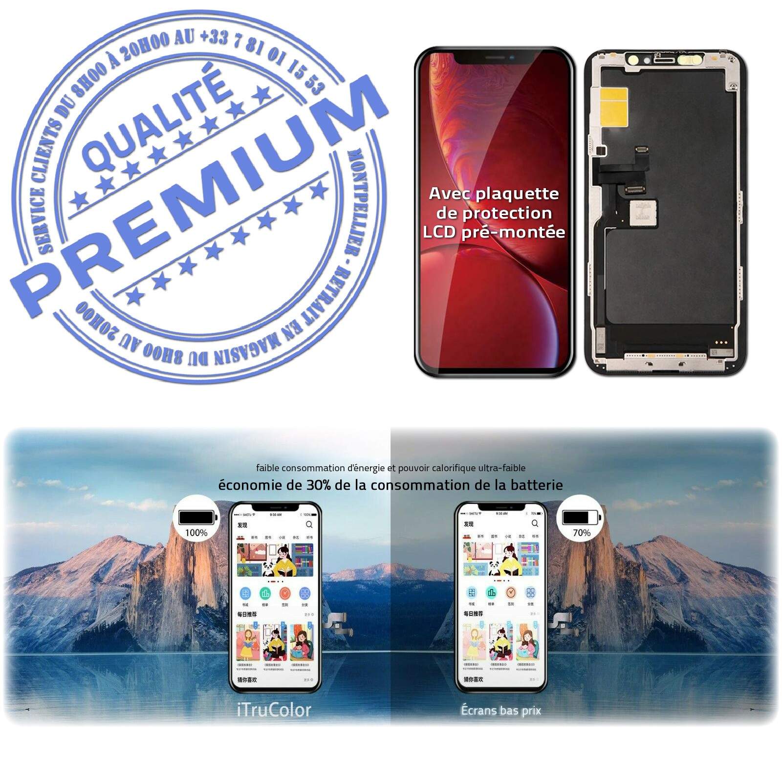 Verre Multi-Touch inCELL Apple Écran LCD sur Châssis iPhone 11 PRO A2160 PREMIUM SmartPhone Touch Remplacement Cristaux Liquides