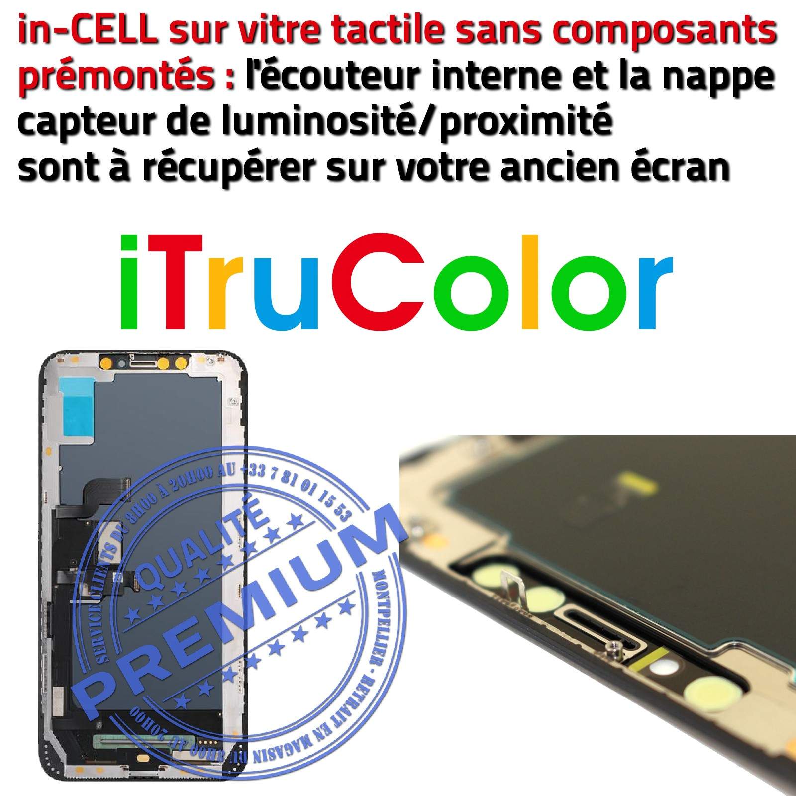 In-CELL LCD Super Retina 6.5 inch LG AUO Sharp SmartPhone Affichage Anti-rayures Verre Apple A1921 A2101 KIT Qualité Téléphone Réparation Vitre Tactile iPhone XS MAX inCELL sur Châssis Changer Écran Complet Assemblé HDR Oléophobe PREMIUM A2102 A2103 A2104
