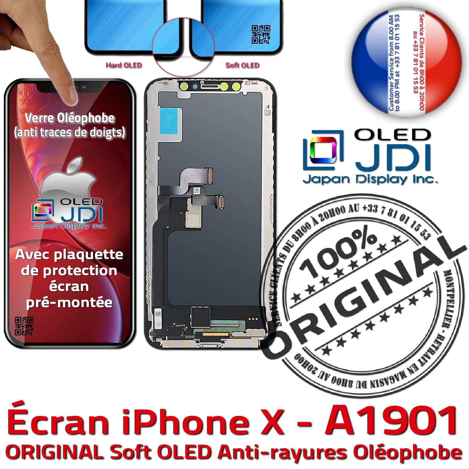 Écran Tactile iPhone X A1865 soft OLED Apple ORIGINAL Super Retina