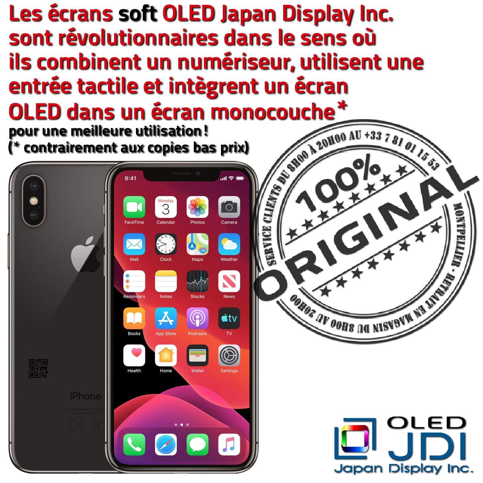 soft OLED Apple iPhone XS Qualité ORIGINAL Écran Verre Multi-Touch LG-Sharp 