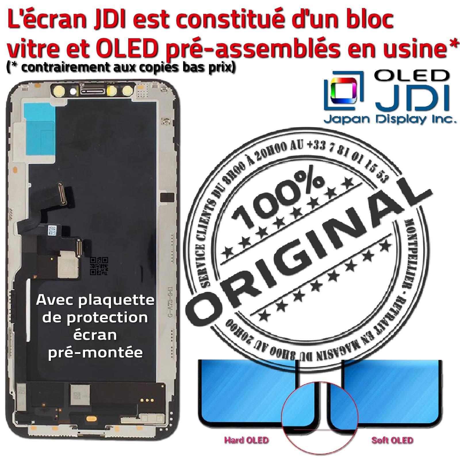 Écran soft OLED Réparation Apple iPhone XS A2097 iTruColor ORIGINAL SmartPhone 3D Touch HD Super Retina 5,8 in Complet Assemblé