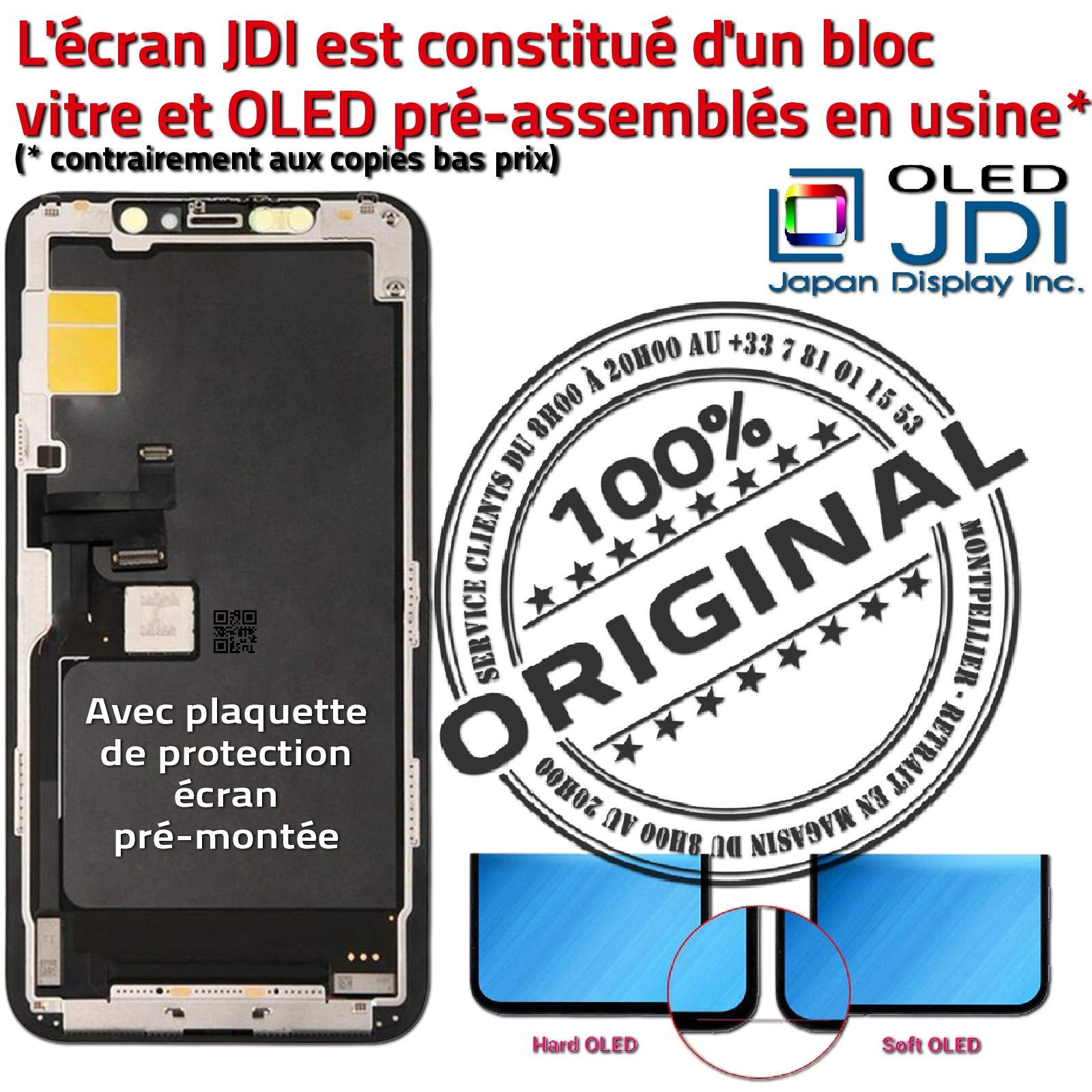 Écran soft OLED Apple iPhone A2160 ORIGINAL Super Retina 5,8 pouces Vitre SmartPhone KIT Affichage sur Châssis Complet Assemblé