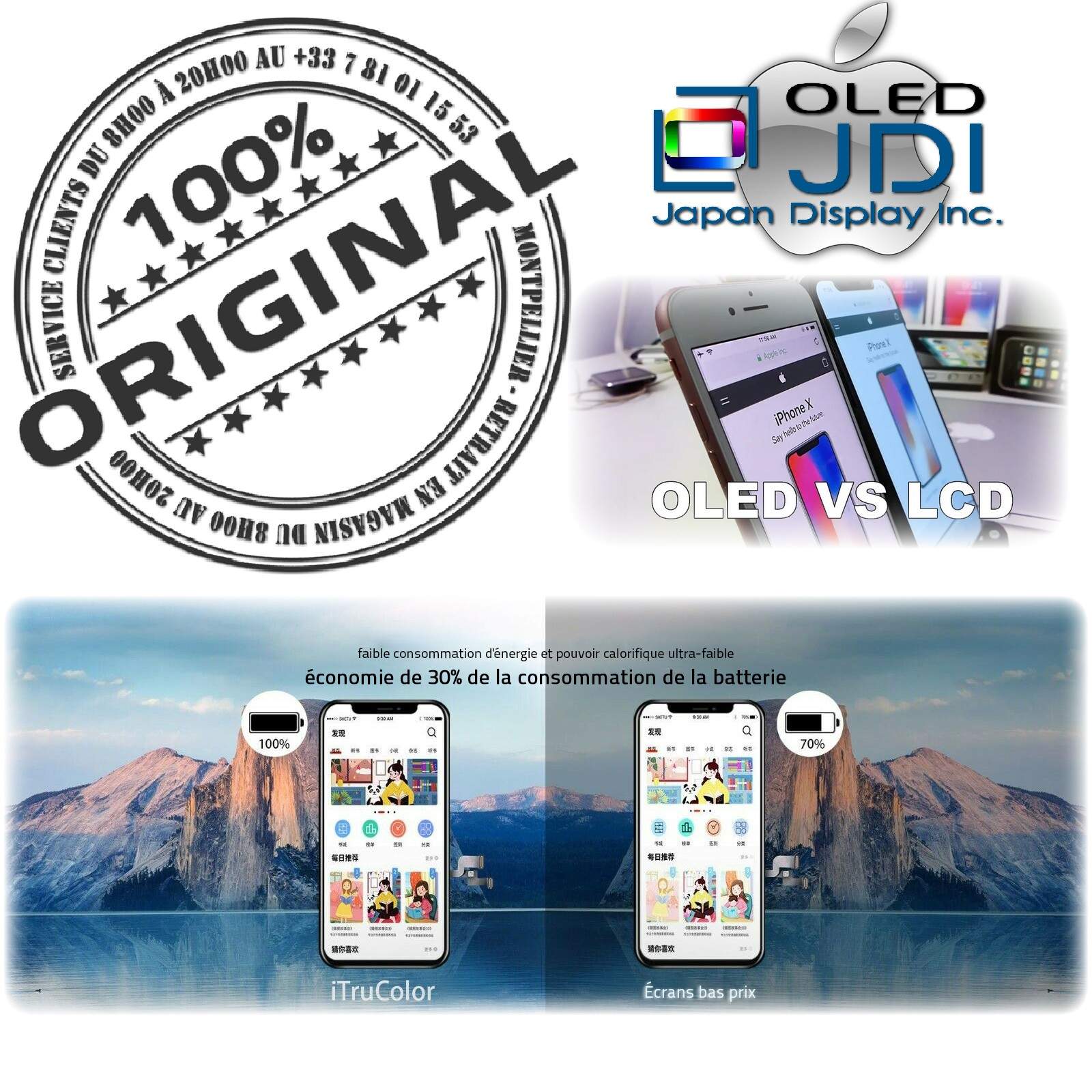 Verre Multi-Touch soft OLED Réparation Verre Tactile Apple iPhone 11 PRO A2160 ORIGINAL SmartPhone Affichage Complet Écran True