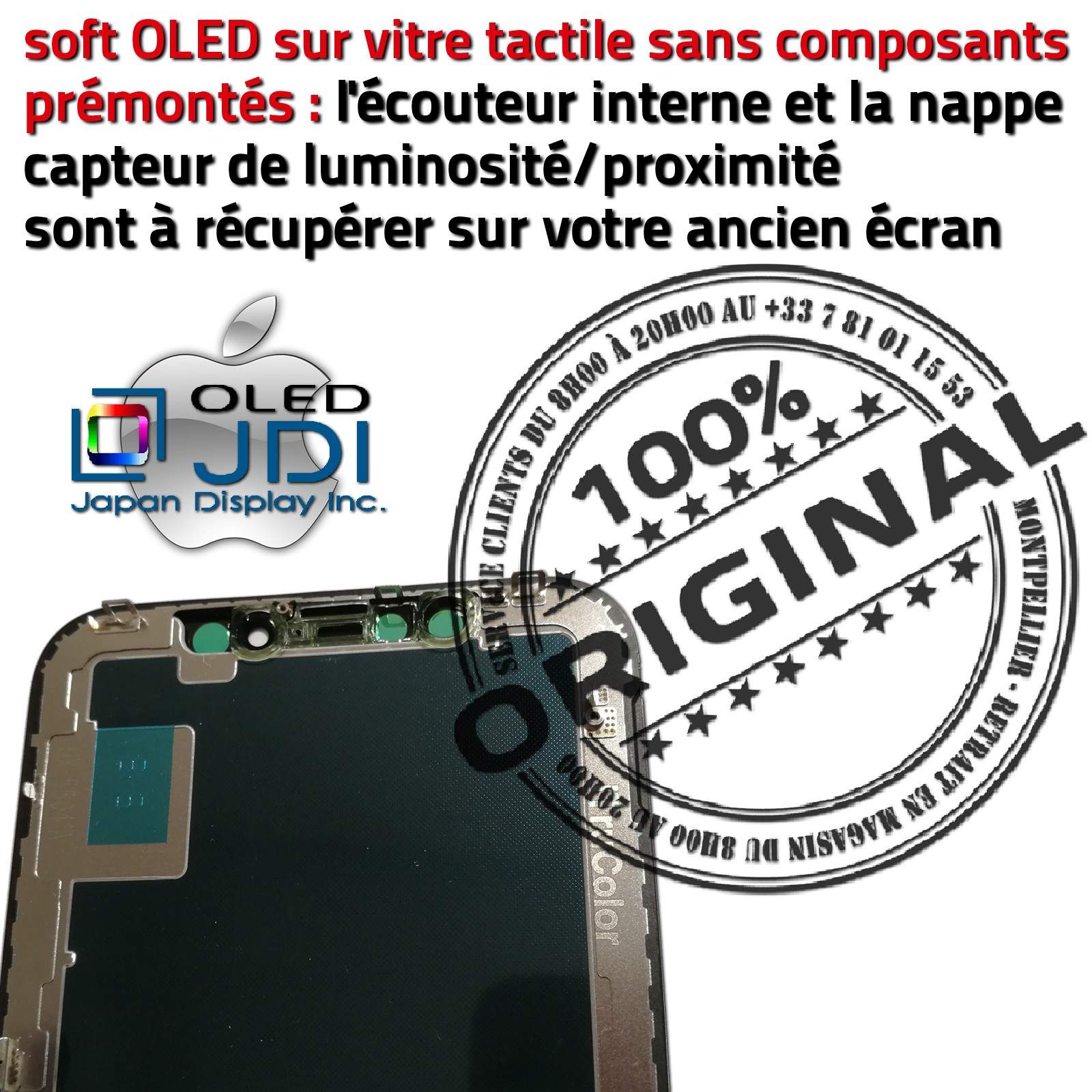 LG KIT Remplacement Téléphone JDI Japan Display Inc. Verre Oléophobe ORIGINAL Vitre Super Retina 5.8 pouces inch A2215 A2217 Changer Écran soft OLED Complet Assemblé Apple A2160 Réparation Tactile iPhone 11 PRO sur Châssis Affichage Qualité Anti-rayures