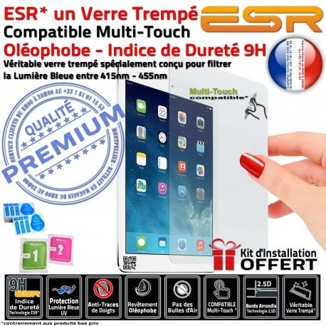 Verre Trempé Apple iPad A2602 Ecran Oléophobe Multi-Touch H Lumière UV ESR Anti-Rayures Protection Vitre Chocs Bleue Filtre 2021