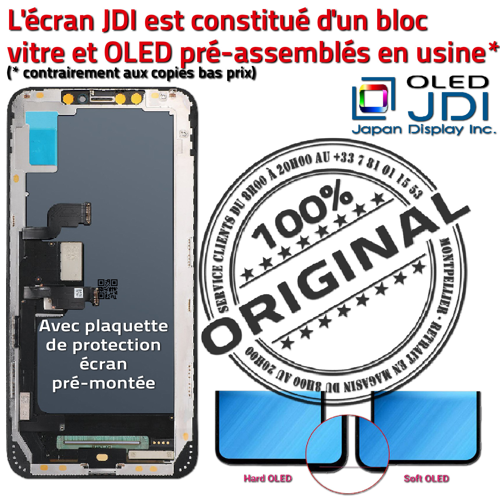 HDR ORIGINAL Verre Tactile soft OLED iPhone XS MAX iTruColor Qualité SmartPhone 3D Touch Réparation Écran HD Super Retina 6.5in