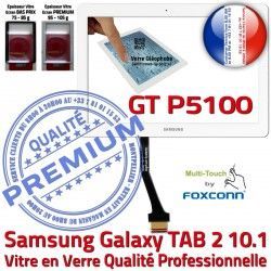 Résistante TAB-2 Ecran Supérieure Blanc Samsung Tactile B 2 aux en Blanche TAB Vitre PREMIUM Verre GT-P5100 Qualité Galaxy Chocs 10.1 in