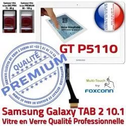 Résistante GT-P5110 Blanche Ecran TAB-2 Qualité PREMIUM Chocs Vitre in Supérieure Galaxy TAB aux Blanc Samsung en 2 Tactile B Verre 10.1