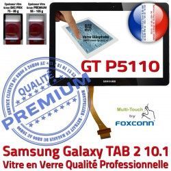 2 Galaxy Verre Résistante N Qualité Chocs PREMIUM aux Ecran in Noir TAB-2 en Noire GT-P5110 Tactile Supérieure 10.1 Samsung Vitre TAB