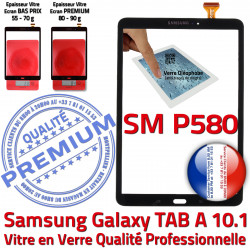 Vitre Samsung Ecran TAB Noir Verre SM-P580 Tactile Supérieure 10.1 N inch Galaxy aux TAB-A PREMIUM Résistante en Qualité A Noire Chocs
