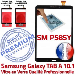 Ecran PREMIUM A Vitre SM-P585Y Samsung en aux P585Y 10.1 Résistante Qualité Noir TAB N TAB-A Chocs Tactile Galaxy SM Supérieure Verre Noire