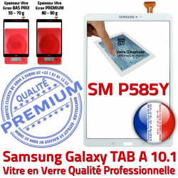 en 10.1 Blanc aux SM A P585Y PREMIUM Samsung TAB-A Résistante Ecran SM-P585Y Chocs Galaxy Verre TAB Supérieure Vitre Tactile B Qualité Blanche
