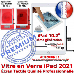 Tactile iPad HOME A2605 Precollé Bouton Blanc Ecran B Adhésif Caméra Verre Fixation Qualité Remplacement A2604 Vitre PREMIUM 2021 A2602 Oléophobe A2603