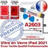 PACK iPad 2021 A2603 B HOME Bouton Tactile Qualité Oléophobe Nappe Blanche PREMIUM Réparation Verre KIT Precollé Outils Adhésif Vitre