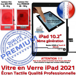N A2602 Noir Verre PREMIUM Vitre Adhésif HOME Ecran Tactile Bouton Qualité Remplacement iPad Oléophobe Precollé A2604 2021 Caméra A2603 Fixation A2605