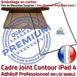 Cadre Vitre N Joint Autocollant Plastique Noir Ecran ABS Tablette Adhésif Contour 4 Precollé Apple iPad Réparation Châssis Tactile