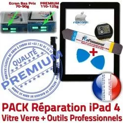 4 Verre A1459 iPad PACK A1460 Adhésif Tablette Bouton PREMIUM Réparation KIT iPad4 Precollé Noire N HOME Oléophobe Outils Qualité Vitre Tactile A1458 Démontage