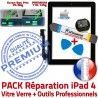 PACK iPad4 A1458 A1459 A1460 N PREMIUM Réparation iPad 4 Tactile Precollé Verre Vitre KIT Tablette Outils Noire Bouton HOME Adhésif Démontage Qualité Oléophobe