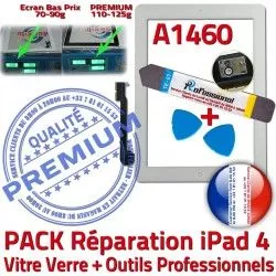 PREMIUM Verre HOME Outils Démontage Vitre Qualité PACK A1460 iPad4 Tactile Blanche iPad Precollé KIT Oléophobe Réparation Bouton 4 B Adhésif