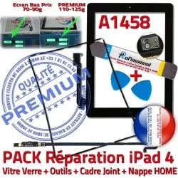 Apple Nappe Noire iLAME Adhésif Tablette Vitre iPad4 KIT PACK HOME Joint Bouton A1458 Tactile Verre Outils Réparation Precollé N Cadre