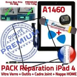 N Verre A1460 Tactile Precollé PACK Bouton Outils iLAME Adhésif KIT Noire iPad4 Nappe Tablette Réparation Apple Joint Vitre HOME Cadre