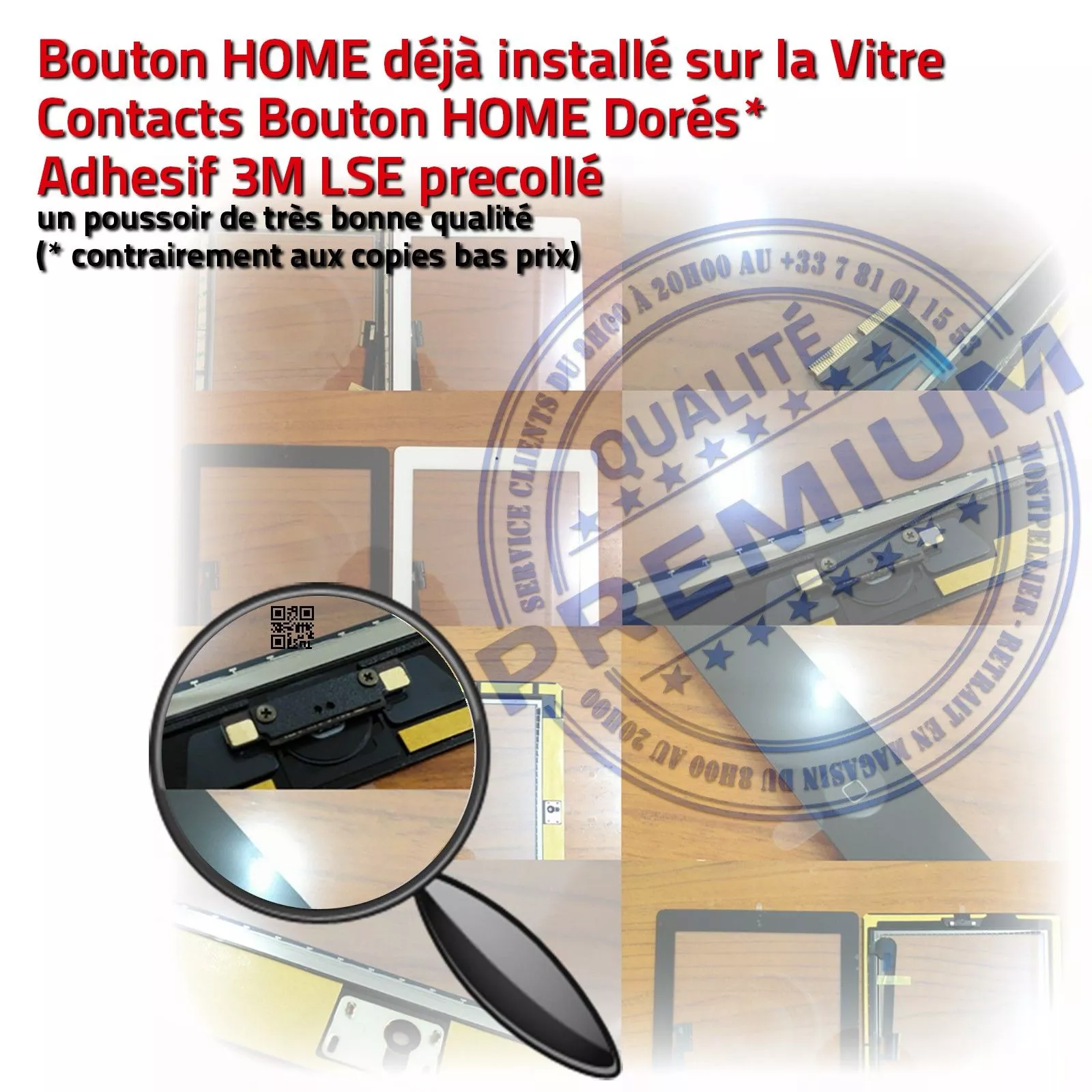 Vitre Ecran Tactile iPad 3 A1430 Blanc Assemblée Home Pré-monté Adhésif PREMIUM