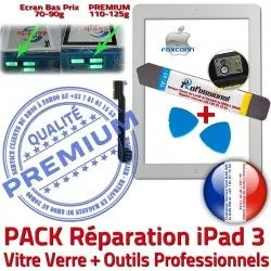 Vitre A1403 3 Precollé iPad3 Apple Outils Qualité Adhésif Oléophobe Bouton Tactile Réparation HOME iPad Démontage A1430 Verre A1416 KIT Blanche B PACK PREMIUM