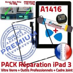 PACK Apple Chassis Verre Réparation Cadre HOME Vitre Outils 3 iPad3 Joint iLAME A1416 N KIT Tablette Precollé Adhésif Bouton Tactile iPad Noire