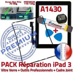 KIT 3 Joint Noire Tactile Outils PACK Adhésif Cadre Apple iLAME Réparation iPad Verre Tablette HOME Precollé Vitre A1430 N iPad3 Chassis Bouton