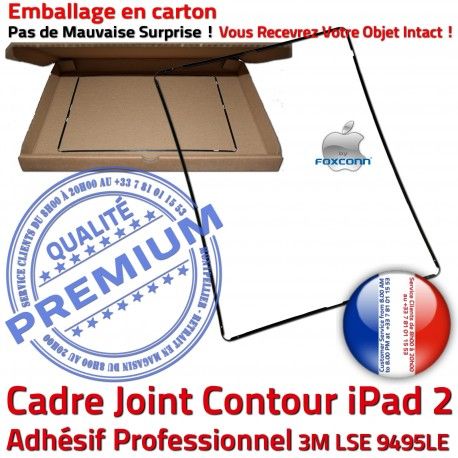 Joint Plastique iPad 2 N Tablette Réparation ABS Precollé Contour Cadre Châssis Ecran Noir Autocollant Adhésif Apple Vitre Tactile