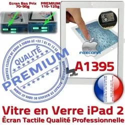 Ecran 2 Oléophobe Precollé Remplacement HOME PREMIUM Bouton Apple Vitre Tactile iPad iPad2 Fixation A1395 Caméra Adhésif Blanc Verre Qualité