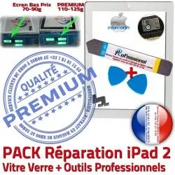 Blanche HOME A1396 PACK Qualité Bouton PREMIUM Apple Verre iPad B Réparation Démontage Adhésif A1397 iPad2 Oléophobe Precollé Vitre 2 A1395 Outils Tactile KIT