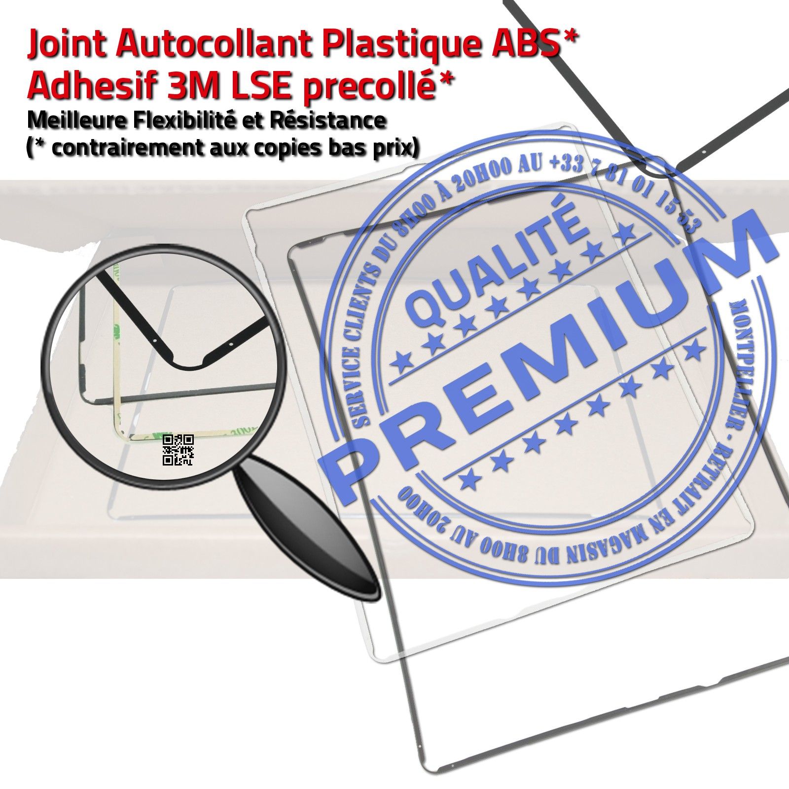PACK Réparation Tablette Apple iPad2 A1397 Vitre Tactile Blanche Verre PREMIUM Adhésif Precollé Bouton HOME Outils Joint Cadre