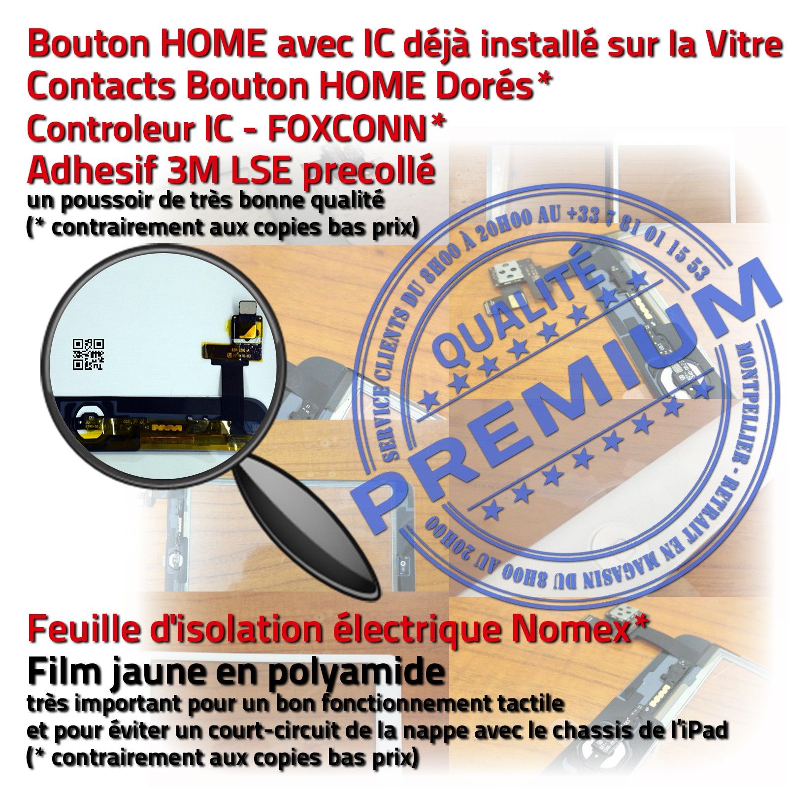 KIT Vitre Tactile iPad MINI A1455 Blanc Écran PREMIUM Assemblé Outils HOME IC