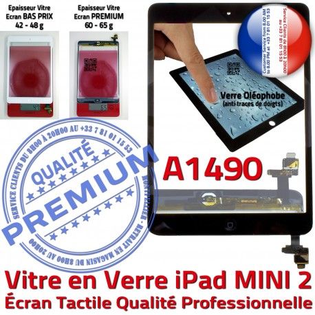 iPad Mini2 A1490 Noir Vitre Fixation Verre Bouton Filtre Ecran Home Nappe Réparation Adhésif Oléophobe Tablette Caméra Tactile Monté