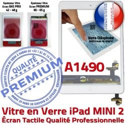 Blanc Verre Home iPad Nappe Ecran Adhésif Bouton Réparation Vitre Filtre Tactile Tablette Oléophobe A1490 Caméra Mini2 Monté Fixation