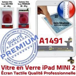 Ecran Nappe Oléophobe iPad Tablette Home Tactile Fixation Blanc A1491 Mini2 Bouton Filtre Monté Caméra Verre Adhésif Vitre Réparation