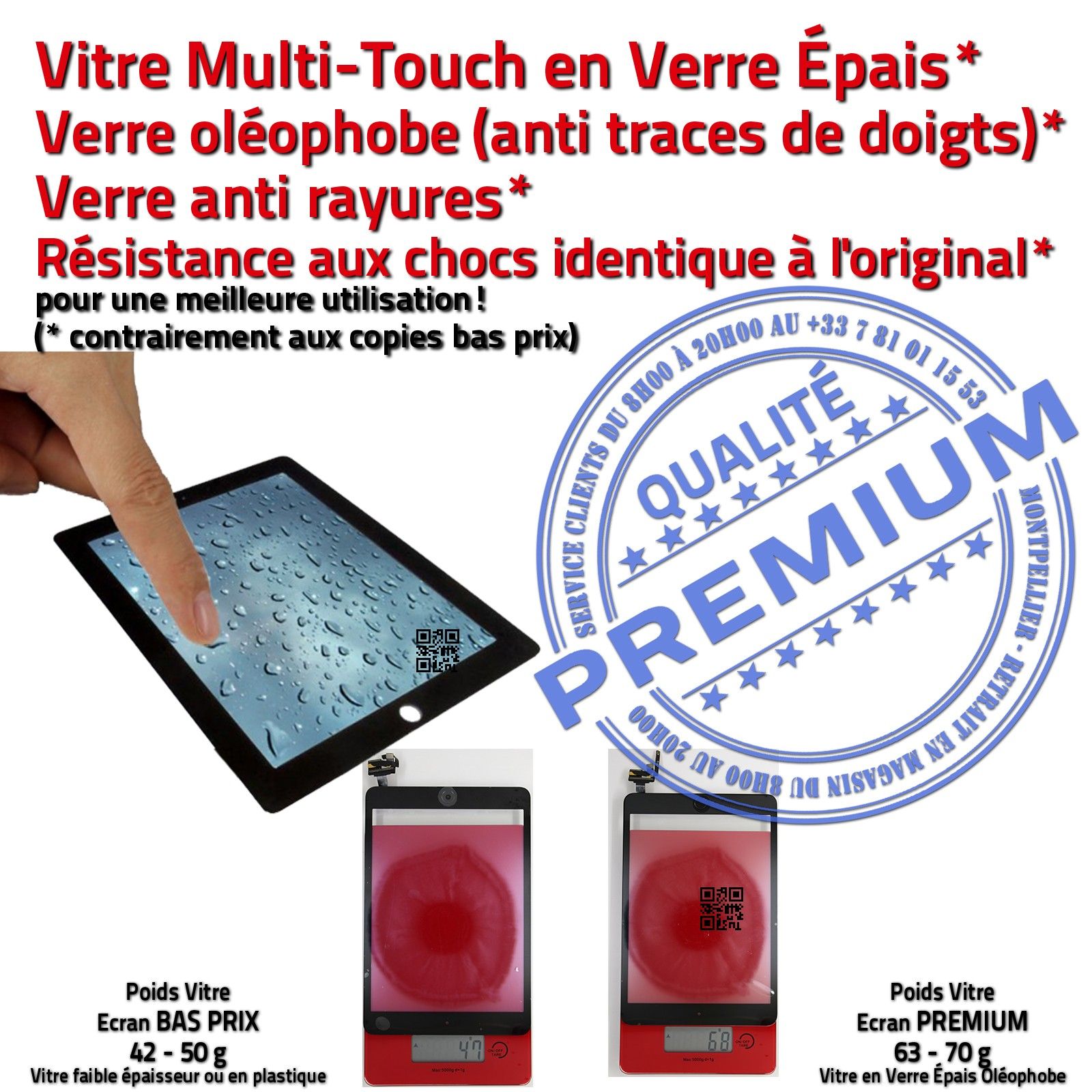 Connecteur IC Adhésif Caméra Changement Changer Vitre Noire Verre Oléophobe PACK Outils Professionnels iSesamo iPad MINI A1600 Retina Display Tablette Apple iLAME Démontage Outillage KIT Réparation Remplacement Écran Tactile Noir Attention Touch ID