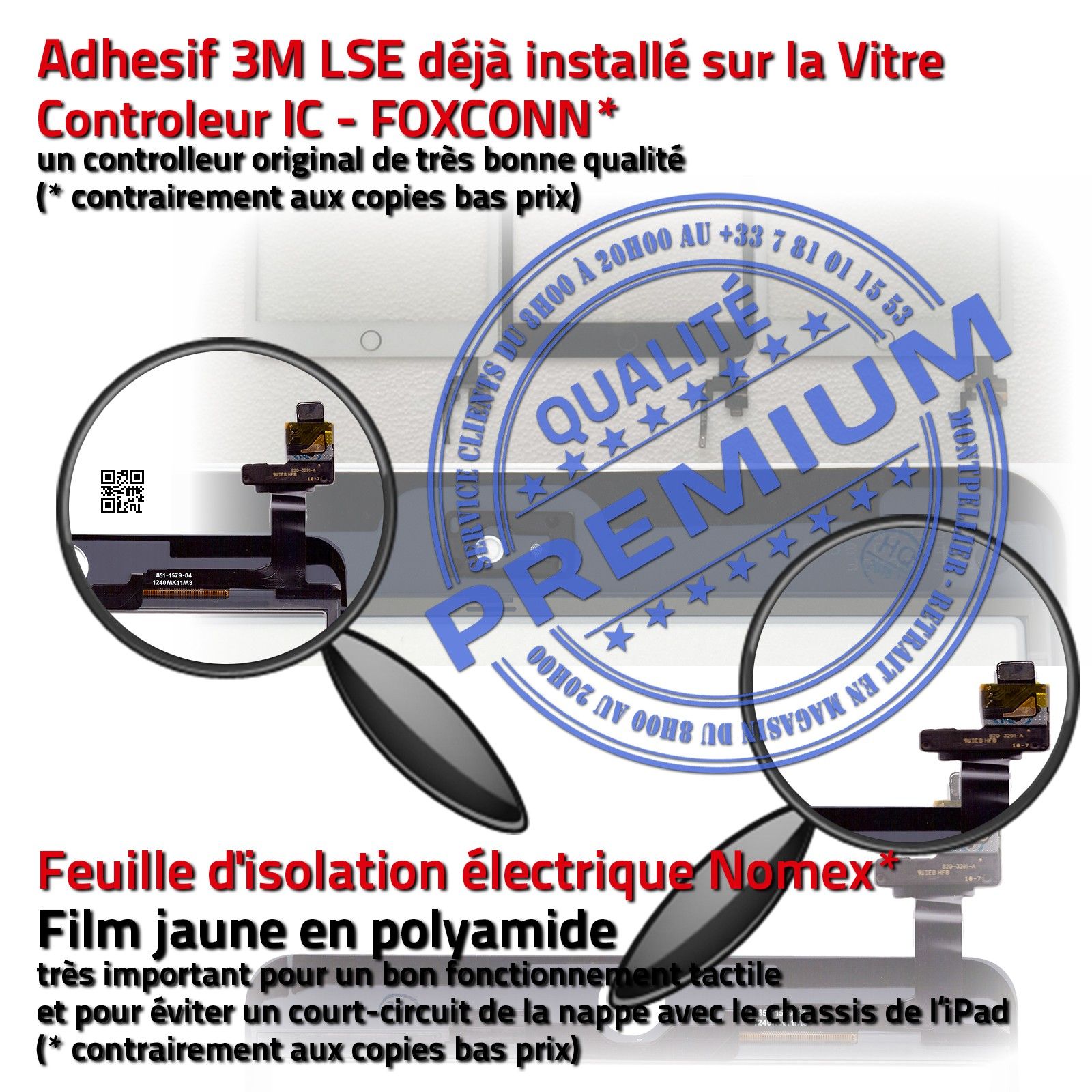 PACK Vitre Tactile iPad MINI A1599 Noir Écran Verre PREMIUM Assemblé Outils IC