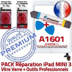Blanche Touch PREMIUM Qualité MINI ID PACK Complet Vitre B Tactile Verre iPad Adhésif A1601 Réparation 3 Mini KIT Attention Tablette Outils