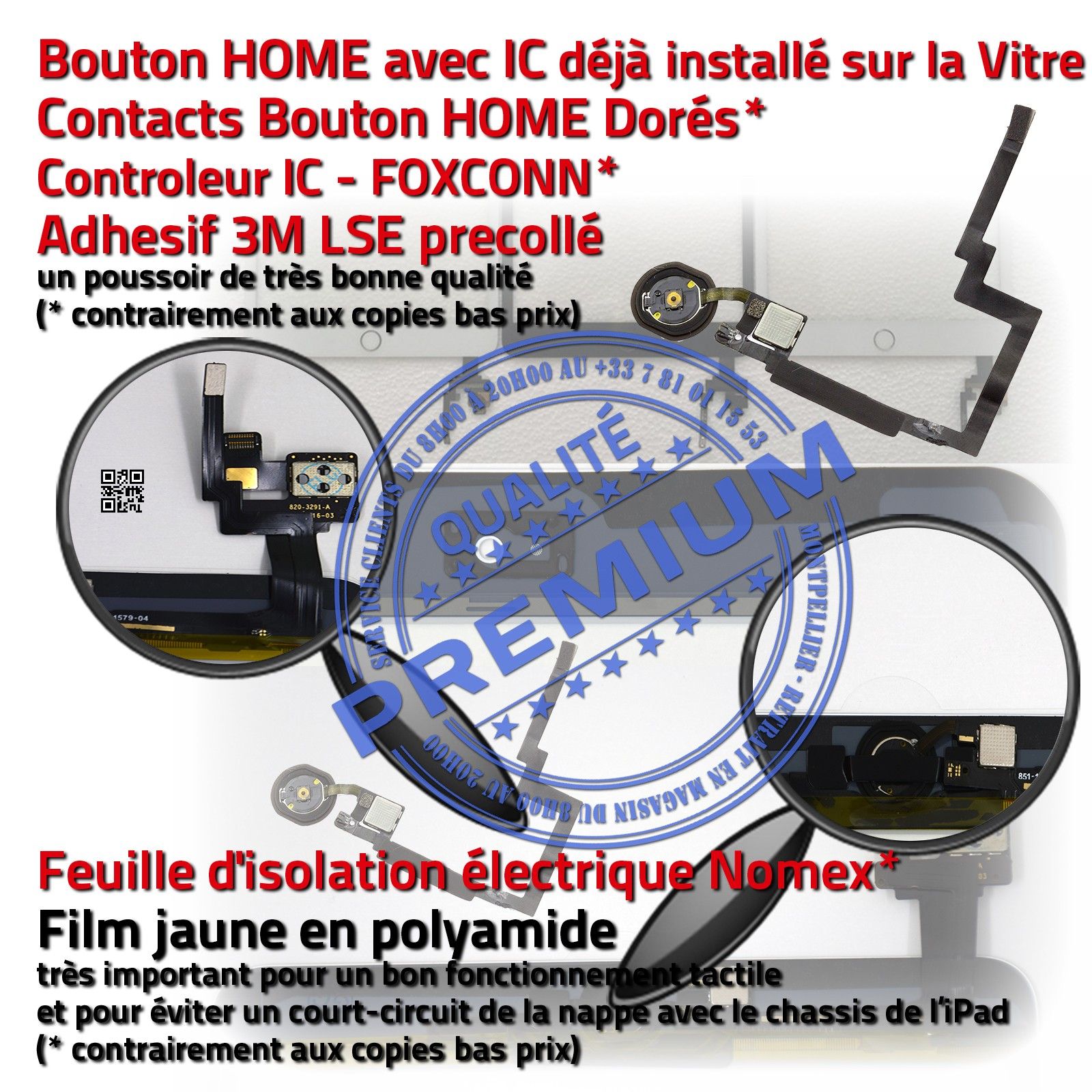 Qualité PREMIUM Vitre Tactile iPad Mini A1599 Blanc Ecran Prémonté Apple Retina