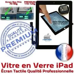 HOME Installé Precollé iPad Bouton Caméra Tactile Vitre Apple Noire iPad3 Fixation Ecran Oléophobe Verre PREMIUM iPad4 Adhésif Réparation Qualité