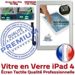 PB PREMIUM Verre A1458 Ecran Remplacement Apple HOME Blanc Caméra Adhésif Precollé iPad iPad4 A1459 Qualité 4 Fixation Bouton A1460 Oléophobe Vitre Tactile