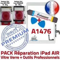 Nappe Vitre Adhésif PREMIUM Qualité Réparation KIT Blanche Outils Precollé Verre iPad B PACK A1476 AIR HOME Oléophobe Tactile Bouton