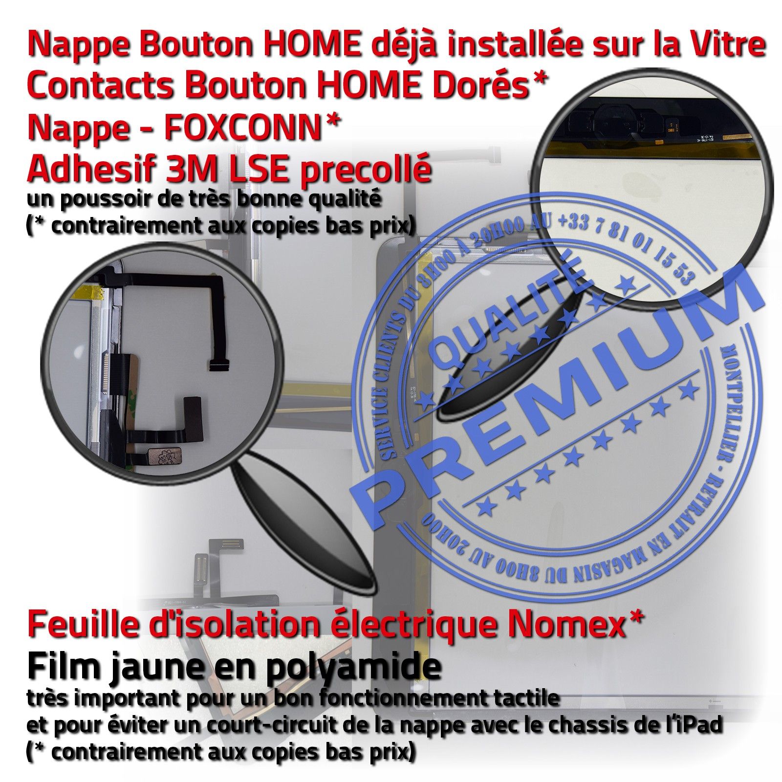 KIT Vitre Tactile iPad AIR A1475 Blanc Écran Verre PREMIUM Adhésif Assemblé