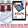 iPad AIR A1476 Noir HOME Qualité Adhésif Caméra Oléophobe Ecran Vitre Nappe Verre Réparation Fixation Tactile Monté Tablette IC