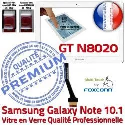 en Ecran Blanche Samsung LCD Qualité GT Adhésif Assemblée NOTE B N8020 Prémonté Vitre Tactile PREMIUM 10.1 Supérieure Verre Galaxy GT-N8020