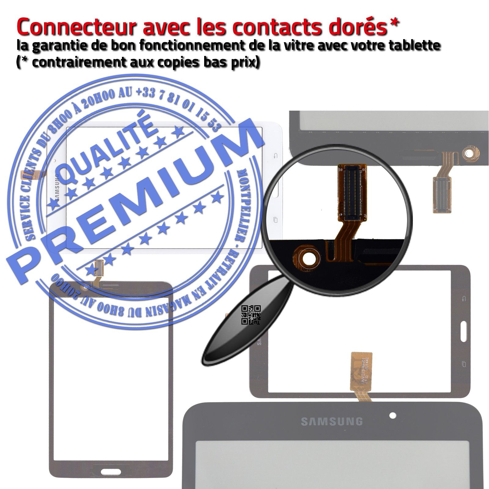 Samsung Galaxy TAB4 SM-T230 Vitre Tactile Blanche Verre Qualité Supérieure PREMIUM Assemblée Adhésif LCD 7 inch Ecran Prémonté