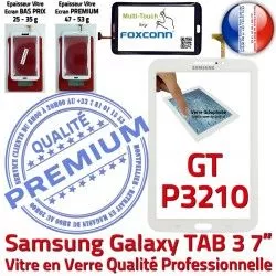 Supérieure TAB Blanche Galaxy PREMIUM P3210 en Adhésif Qualité TAB3 GT-P3210 B Ecran Assemblée Tactile Samsung 3 Vitre LCD Prémonté Verre 7 GT